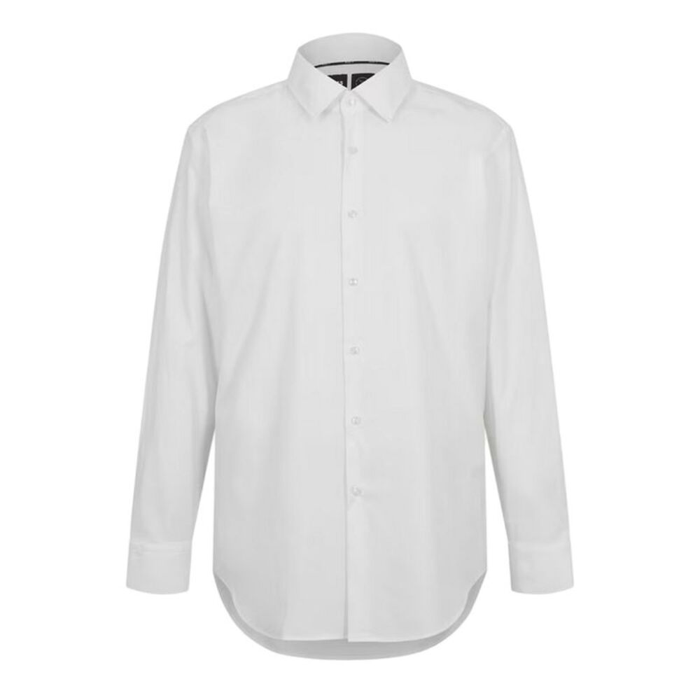 Hugo Boss Mens P Hank Oxford Kent Collar Long-Sleeved Shirt / White